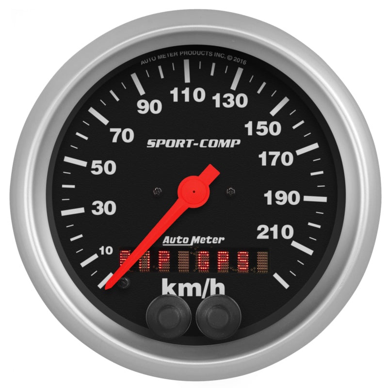 Autometer Sport-Comp 3-3/8in. 0-225KM/H GPS Speedometer Gauge Universal | 3982-M
