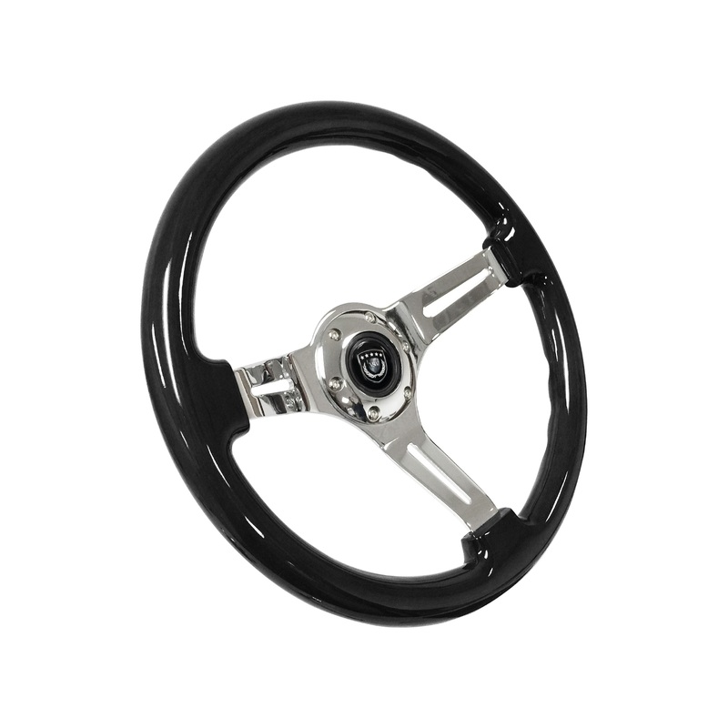 VSW S6 Sport Steering Wheel | Black Ash Wood, Chrome | ST3072
