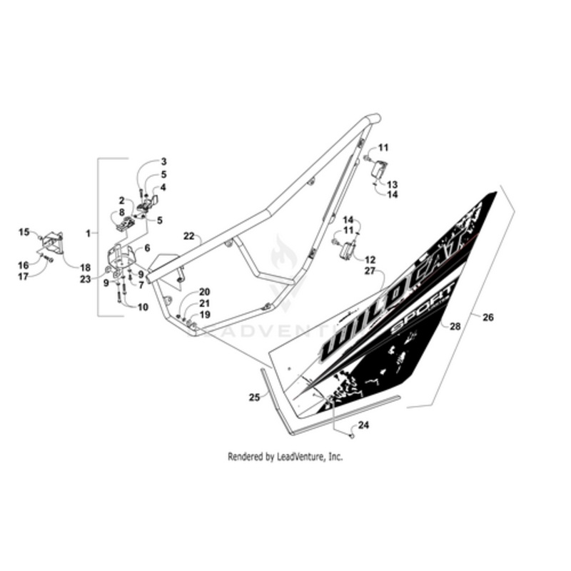 Door Panel W/ Decals-Bm-Right(Wc Sport Ltd) (Inc. 27-28) by Arctic Cat