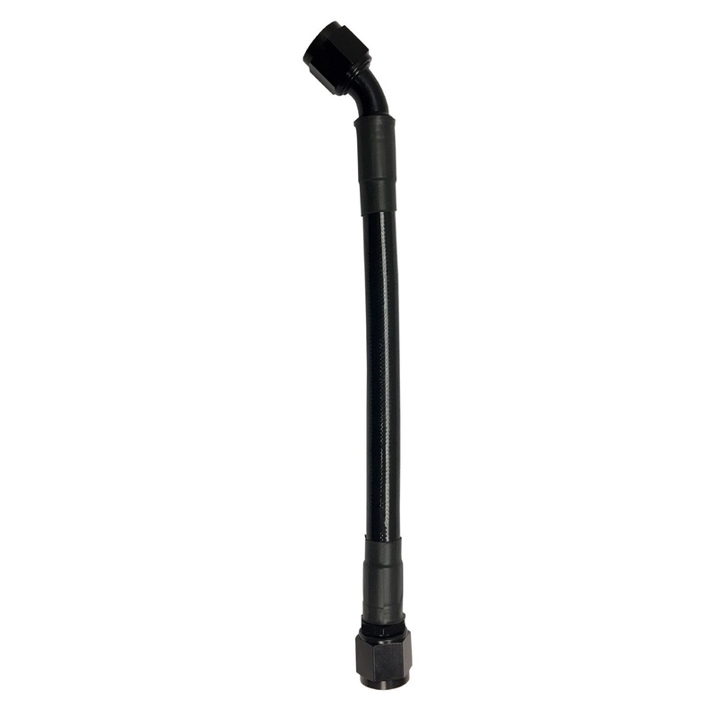 Fragola -8AN Ext Black PTFE Hose Assembly Straight x 45 Degree 42in