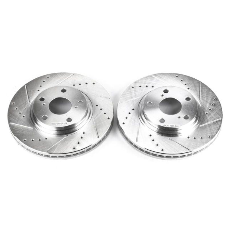 Power Stop Front Evolution Drilled & Slotted Rotors Pair Lexus ES300 2002-2003 / ES330 2004-2006 / RX300 1999-2003 / Toyota Camry 2002-2004 / Highlander 2001-2007 | JBR737XPR