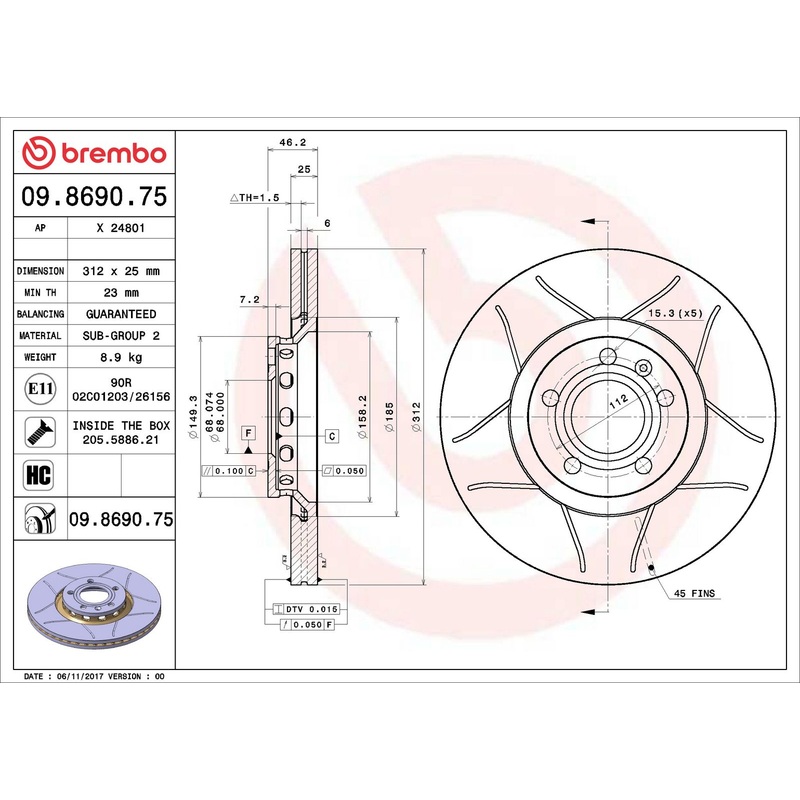 XTRA Max Slotted Front Disc Brake Rotor – 09.8690.75