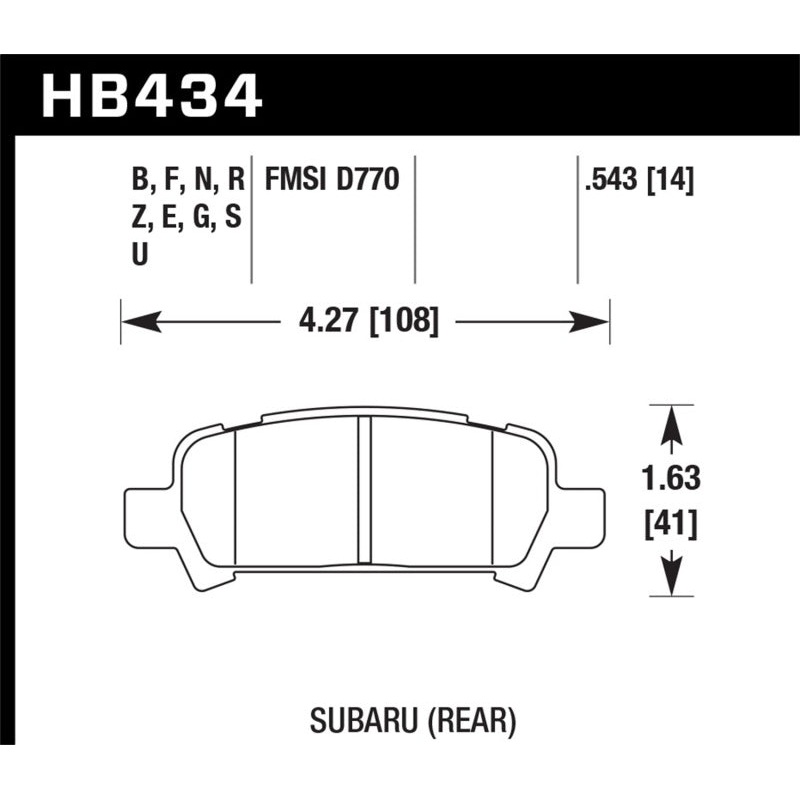 Hawk 99-03 Subaru Impreza RS DTC-70 Race Rear Brake Pads