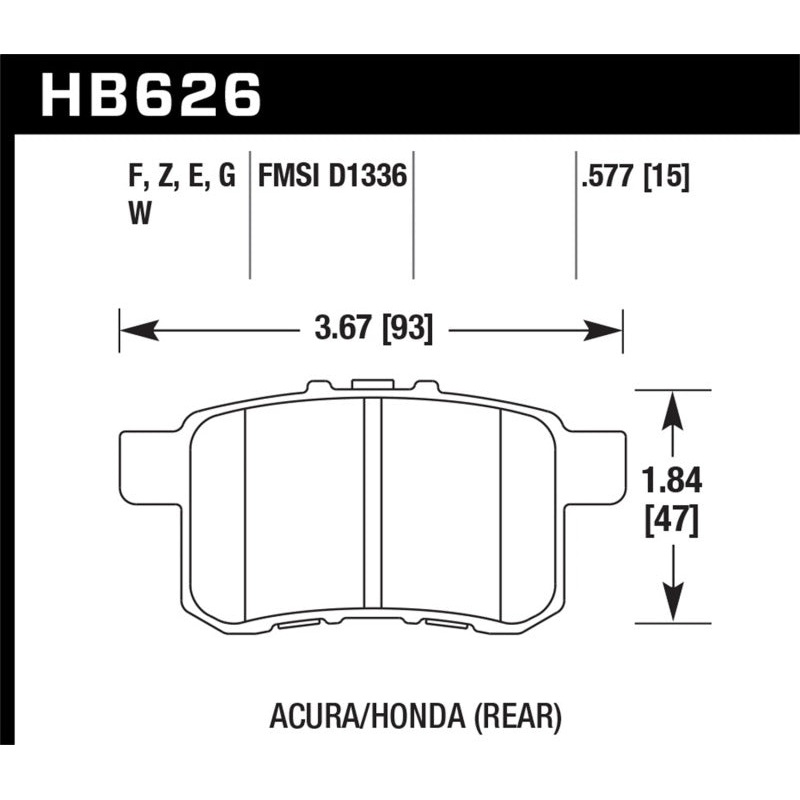 Hawk 08-10 Honda Accord 2.4L/3.0L/3.5L / 09-10 Acura TST 2.4L HPS Street Rear Brake Pads