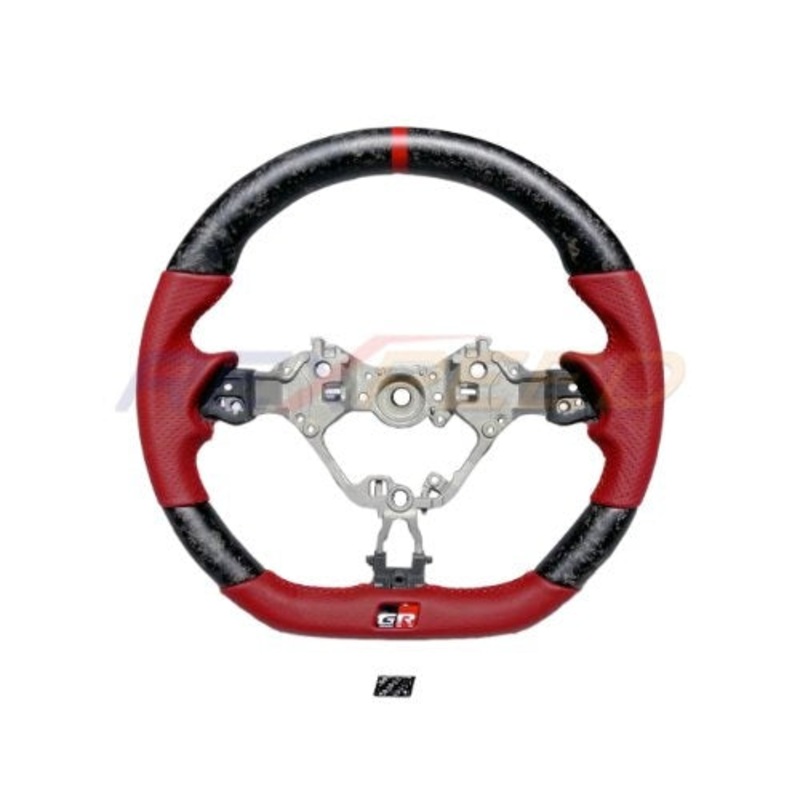 Rexpeed 2022+ GR86 / BRZ Forged Carbon RED Leather Steering Wheel | Matte | FR79R-FCM