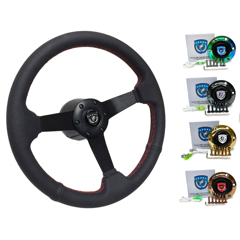 1998+ Audi A3 Steering Wheel Kit | Perforated Black Leather | ST3602RED