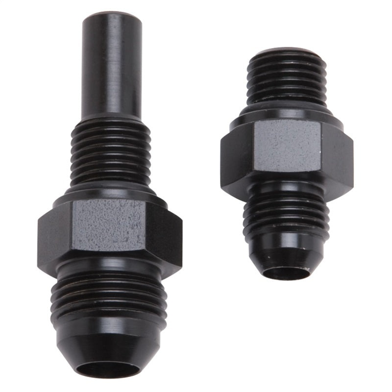 Russell Performance -8 AN to 4L80 Transmission Ports Adapter Fittings (Qty 2) – Black Zinc