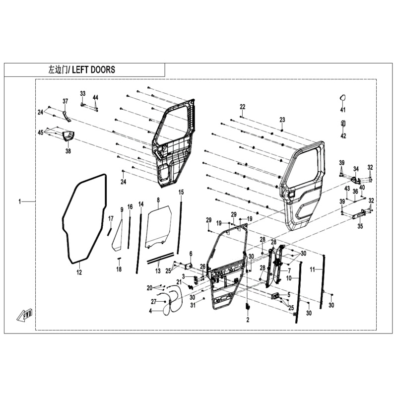 Front Door Window Glass Front Vert Seal LH by CF Moto