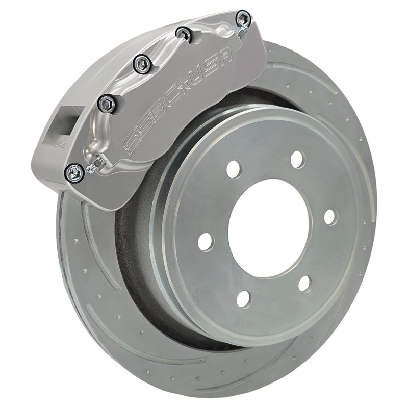 American Made B4-Brawler LT Direct Fit 4-Piston Billet Aluminum Rear Caliper Disc Brake Kit w/DS Rotors. Clear A415-21-DS