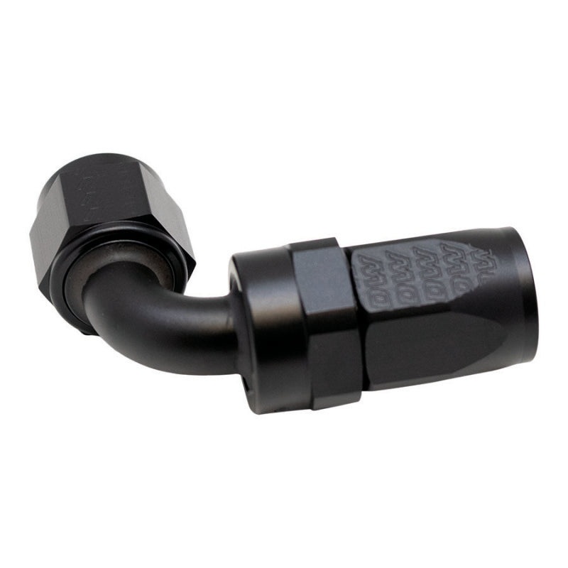 DeatschWerks 8AN Female Swivel 90-Degree Hose End CPE – Anodized Matte Black