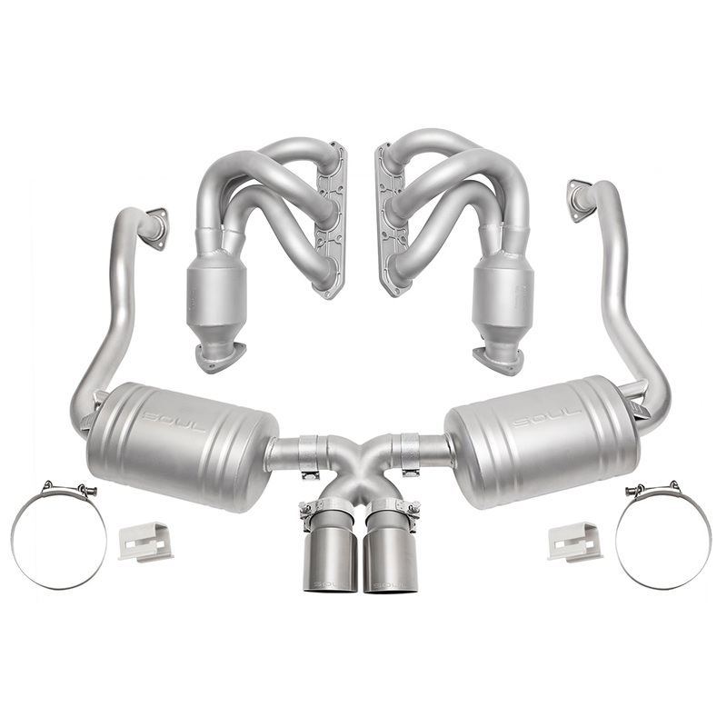 SOUL 00-04 Porsche 986 Boxster Street Exhaust Package – Straight Cut Brushed Finish Tips
