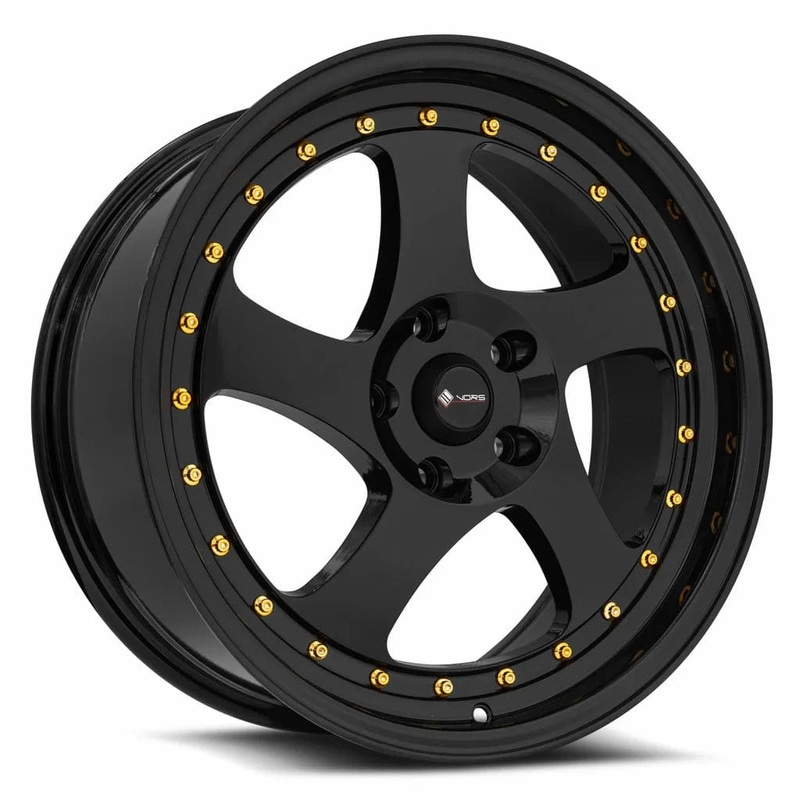 VORS VR2 18″ 5×112 All Black Gold Rivet