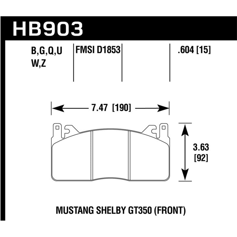 Hawk 2015 Ford Mustang DTC-60 Front Brake Pads
