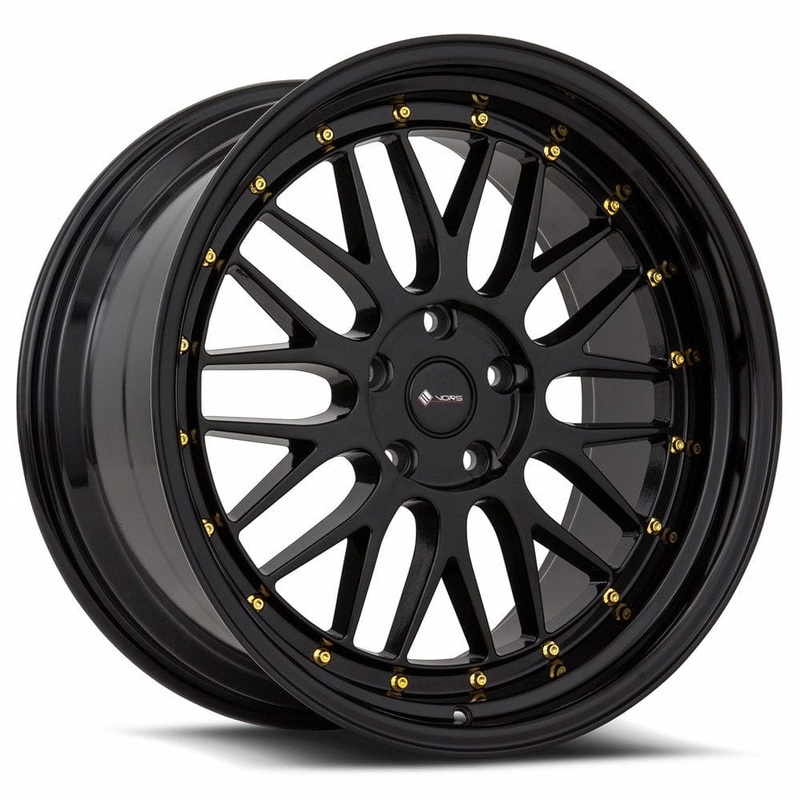 VORS VR8 17″ 5×115 All Black Gold Rivet