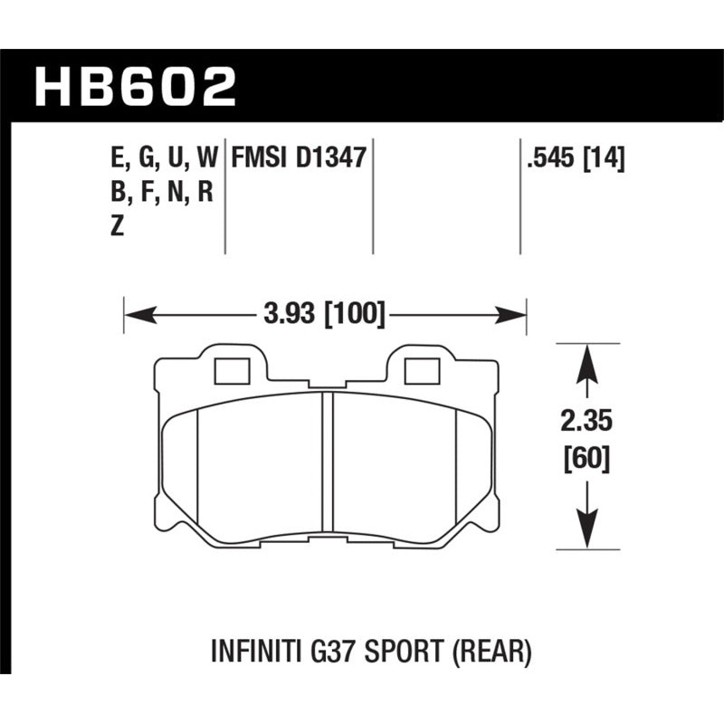 Hawk 2009-2013 Infiniti FX50 Sport HPS 5.0 Rear Brake Pads