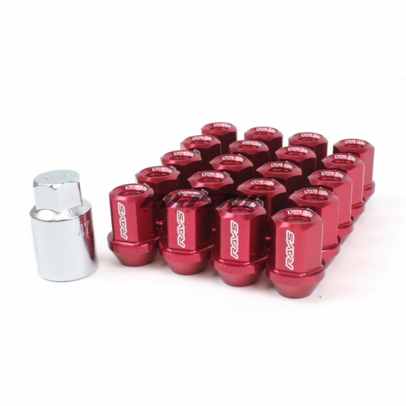 RAYS Dura-Nut L42 Straight Type 12X1.25 Lug Nut Set 16 Lug 4 Lock Set – Red