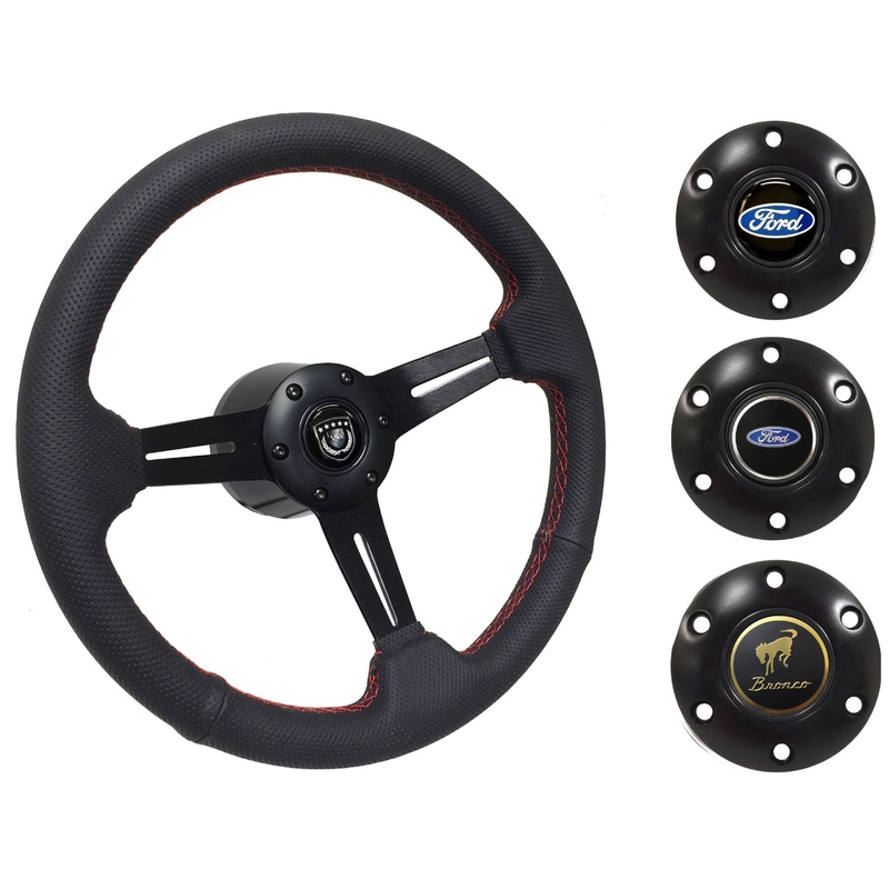 1978-91 Ford Bronco Steering Wheel Kit | Perforated Black Leather | ST3586RED