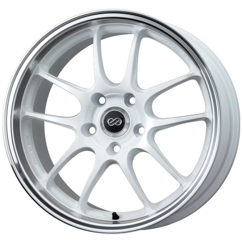 Enkei PF01SS 17×9 5×114.3 48mm Offset 75mm Bore Diameter White with Machined Lip Wheel