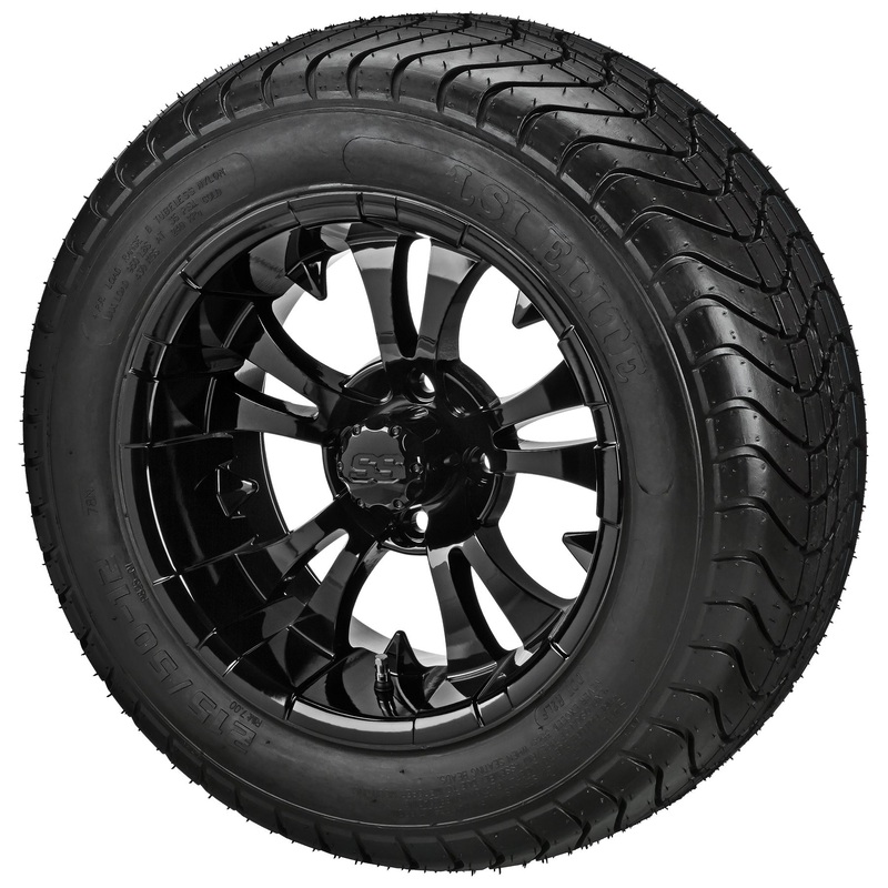 LSI 12″ Warlock Gloss Black Wheel and Low Profile Tire Combo