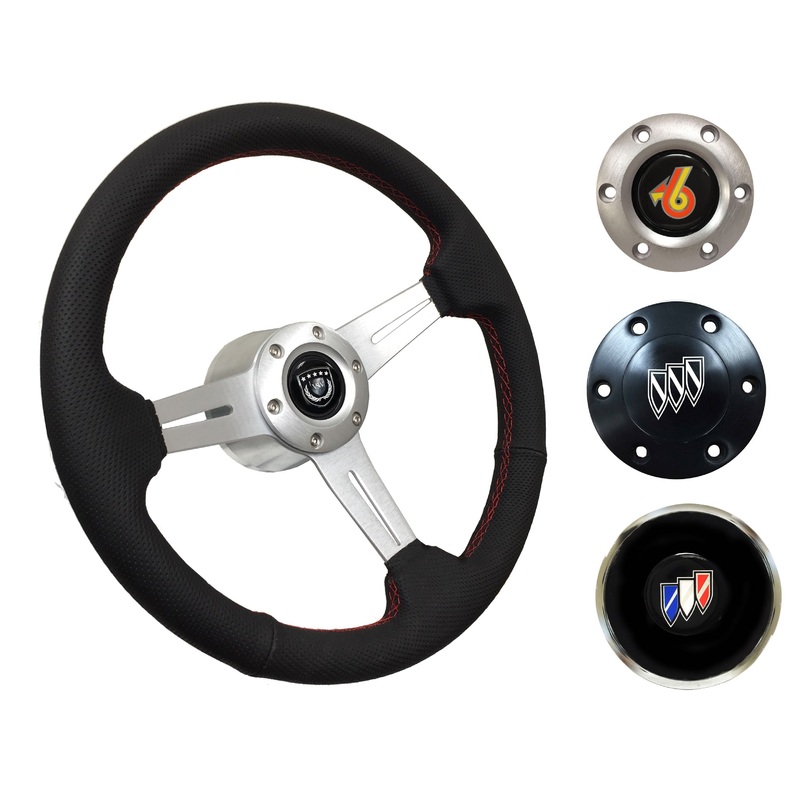 1969-89 Buick Steering Wheel Kit | Perforated Leather | ST3587BLK-RED