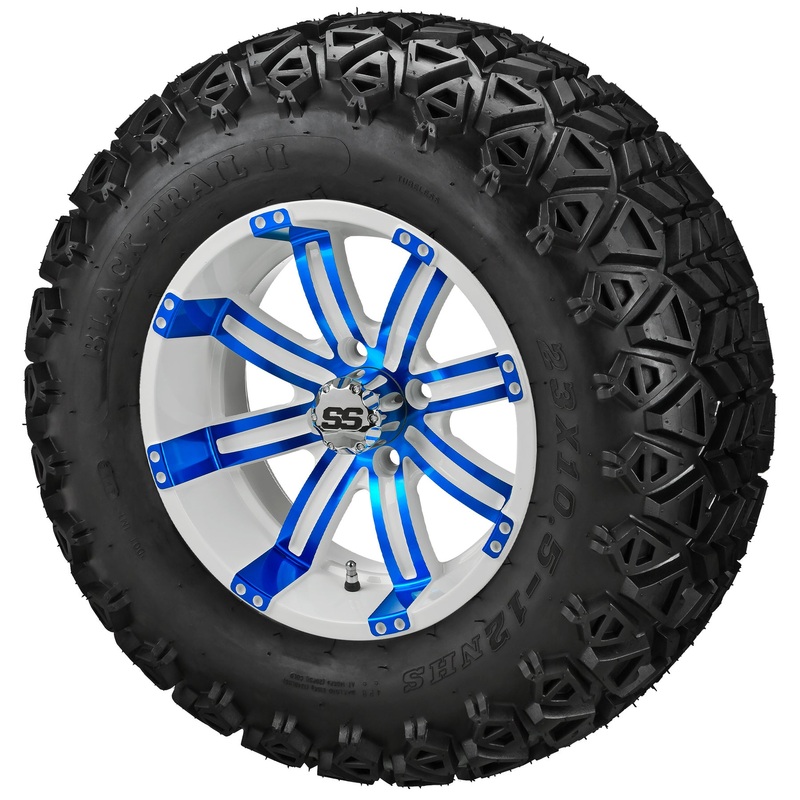 LSI 12″ Casino White & Blue Wheel and Lifted Tire Combo