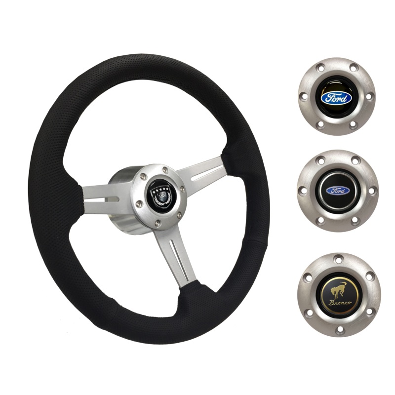1966-72 Ford Bronco Steering Wheel Kit | Perforated Leather | ST3587BLK-BLK