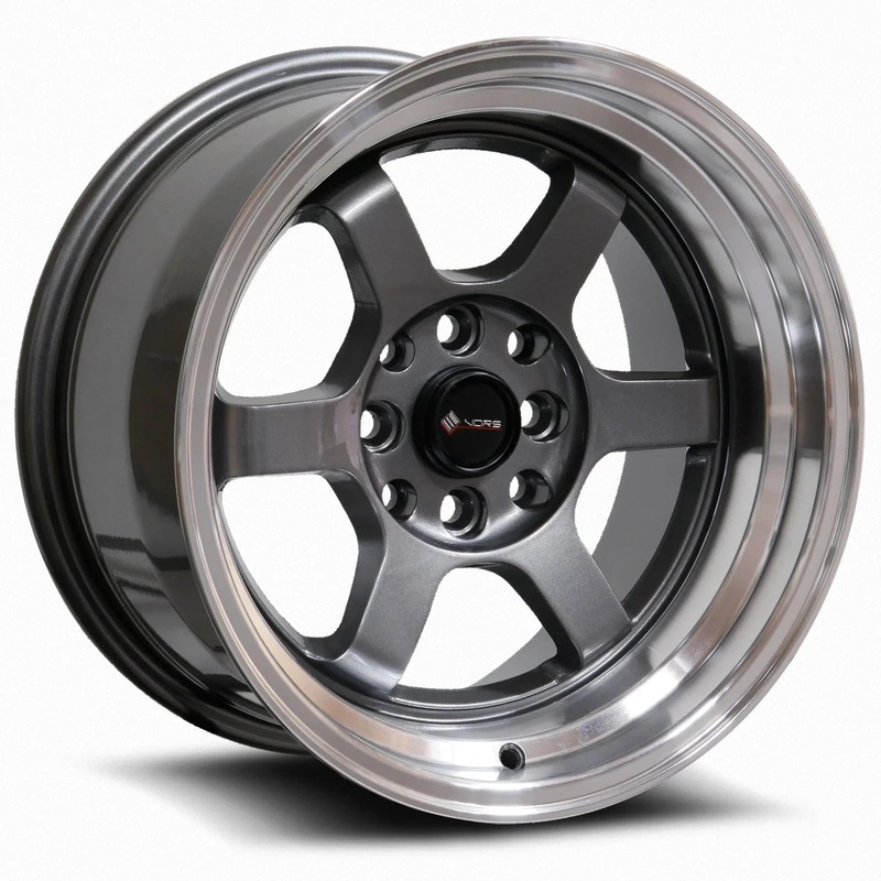 VORS TR7 15″ 4×100/4×114.3 Gun Metal Graphite Machine Lip