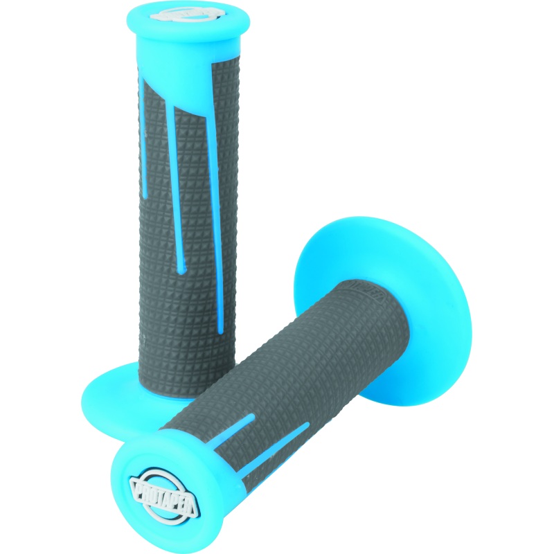 ProTaper Full Diamond Clamp-On Grips – Neon Blue/Dark Gray