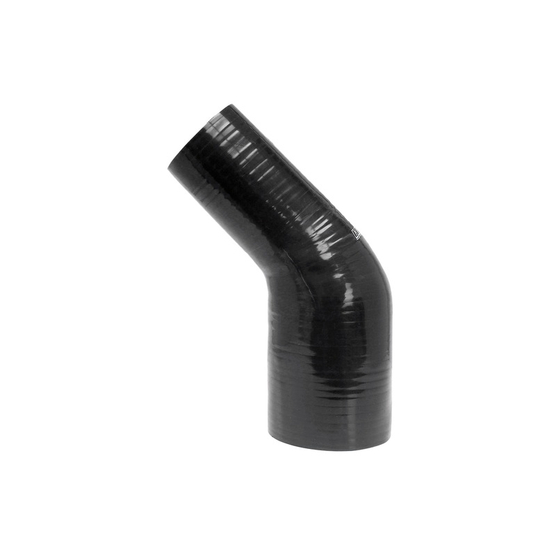 HPS 2-3/4″ – 3″ 4-ply Reinforced Silicone 45 Elbow Reducer Coupler | Universal (HTSER45-275-300-BLK)