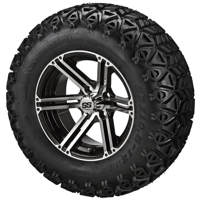 LSI 12″ Yukon Black & Machined Wheel and Lifted Tire Combo (Centered)