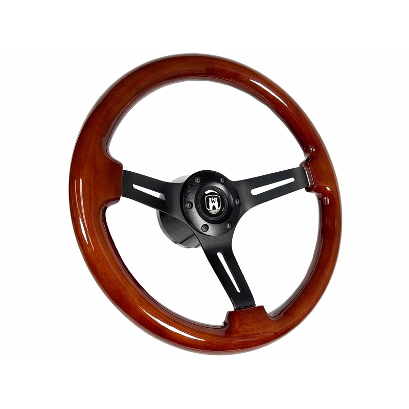 Volkswagen 6-Bolt Steering Wheel Castle Kit | Mahogany Wood / Black Alumunum