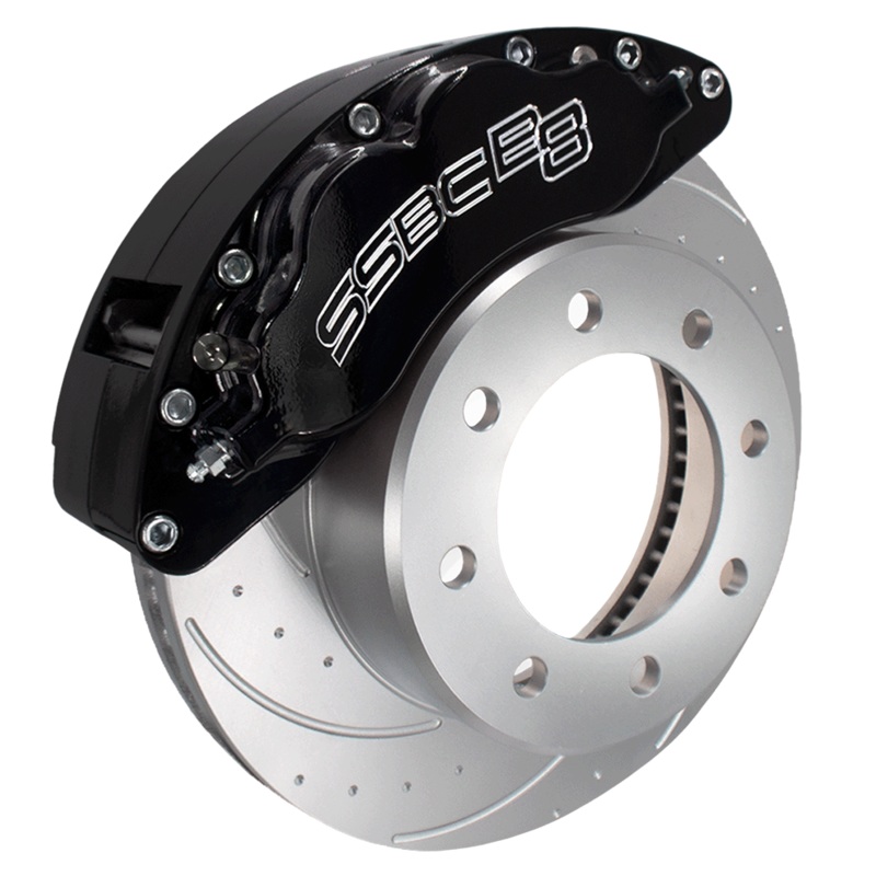 American Made B8-Barbarian 8 Piston Direct Fit Front Caliper Disc Brake Kit W/DS Rotors. Black A404-22BLK-DS