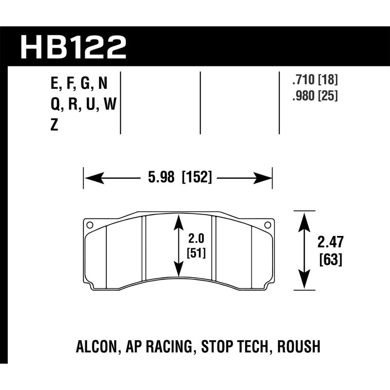 Hawk DTC-80 AP Racing Alcon Race Brake Pads