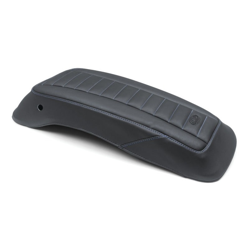 Mustang 14-23 HD FL Touring Saddlebag Lid Covers | Pair Deluxe – Black w/ Blue Stitching