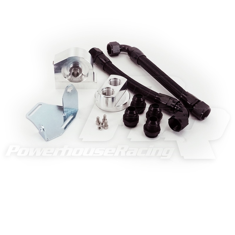 PHR XTM Oil Filter Relocation Kit- Use with Factory Cooler- Black braided hose with black hose ends