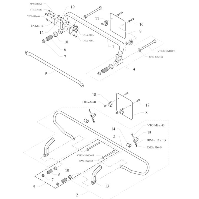 9. 20.2136.06 Birel Rear Bumper Support Bar 620mm