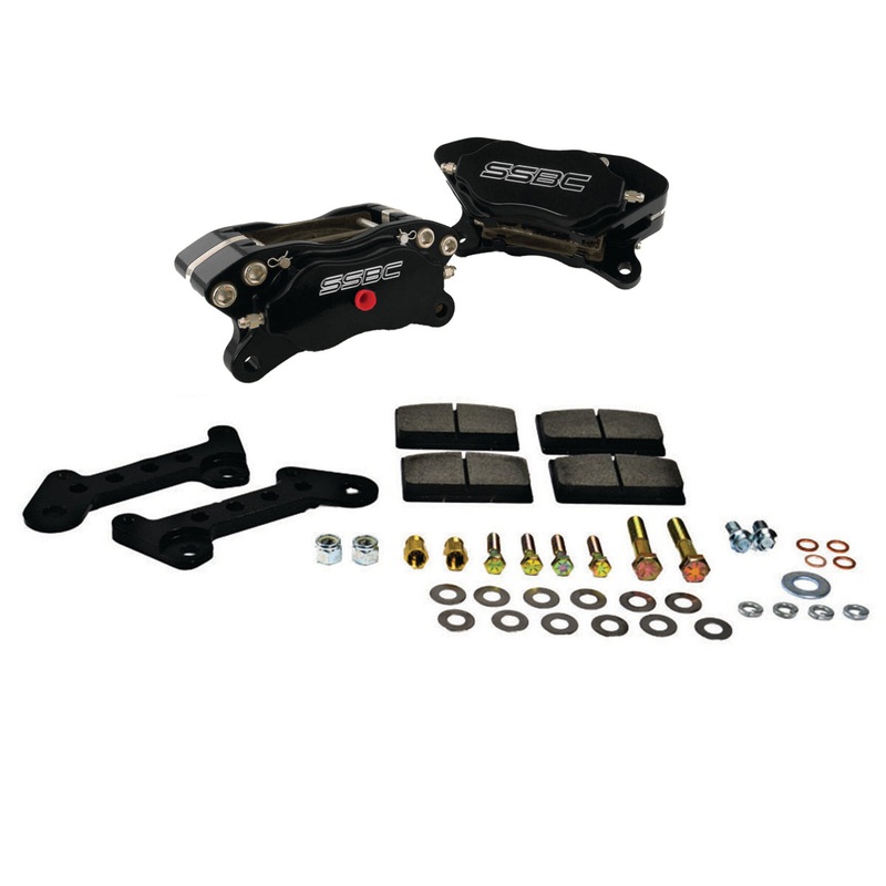 American Made Comp S 4-Piston Billet Aluminum Quick Change Front Caliper Upgrade Kit W/Pads. Black A200-1BK