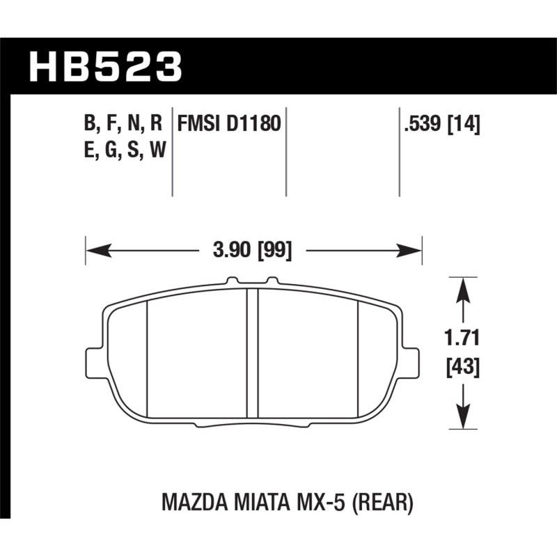 Hawk 06-16 Mazda MX-5 Miata HT-10 Race Rear Brake Pads