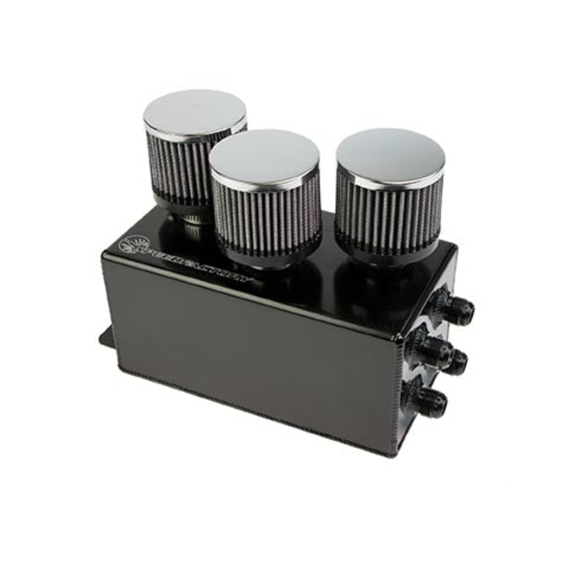 SpeedFactory Racing 3-Filter Oil Catch Can – Black Edition | 1992-2000 Honda Civic, and 1994-2001 Acura Integra (SF-02-031-BLK)
