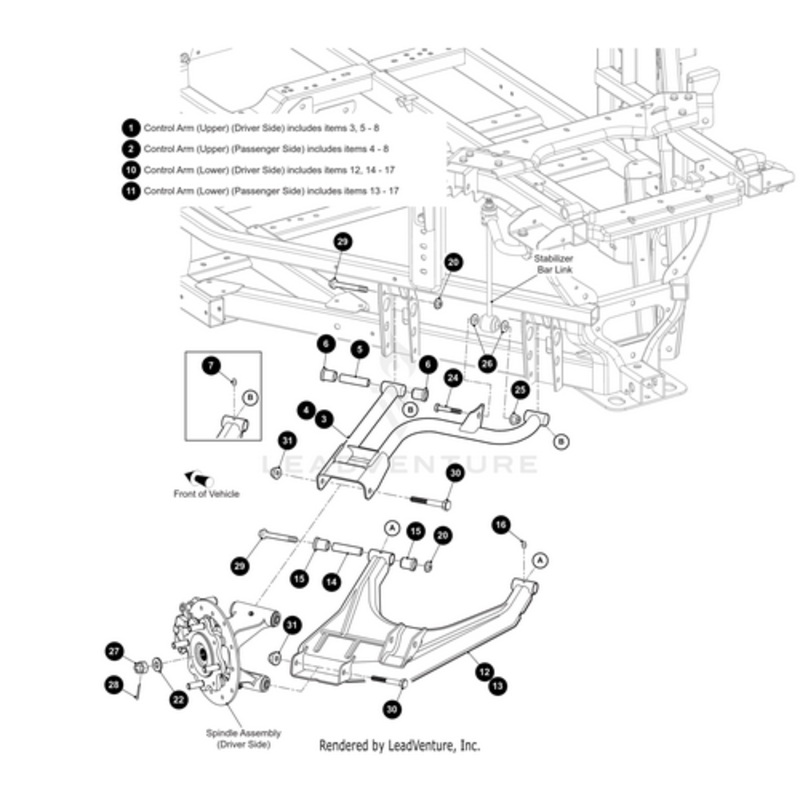 A-Arm – Rear Lower Right Met Orange- (Includes Items 13 – 17) (For Havoc Models Only) by Arctic Cat