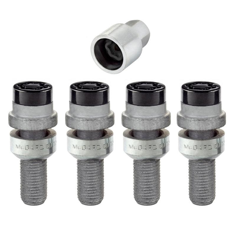 McGard Wheel Lock Bolt Set – 4pk. (Radius Seat) M14X1.5 / 17mm Hex / 28.2mm Shank Length – Black